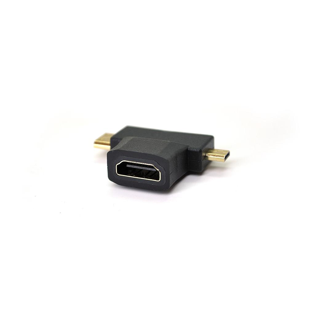 Переходник mini HDMI(папа)-micro HDMI(папа)-HDMI(мама) [2408]