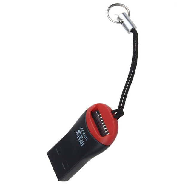 Кардридер внешний USB 2.0, формат MicroSD, пластик, Black/Red [6259]