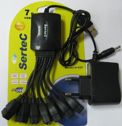 Хаб USB 2.0 Sertec H-020, 7 портов (гидра), Blister [H-020]