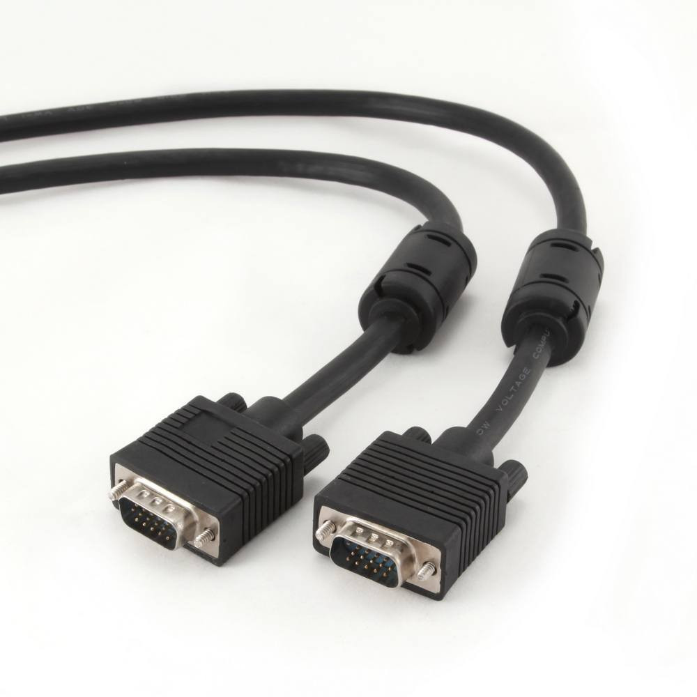 Кабель VGA 5m, male to male (папа-папа), 1 феррита, черный, Пакет Q100 [6181]