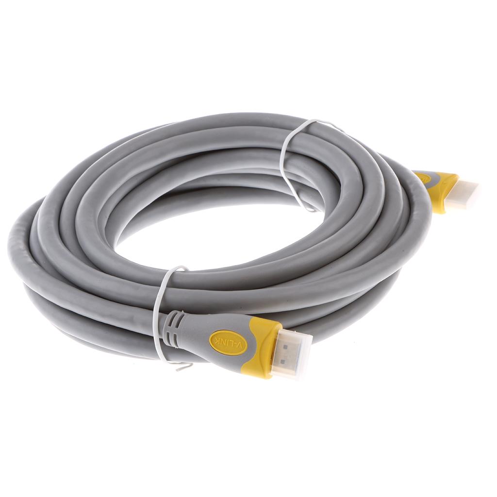Кабель HDMI-HDMI V-Link High Speed 3.0m, v2,0, OD-8.2mm, круглый Grey, коннектор Grey/Yellow [7408]