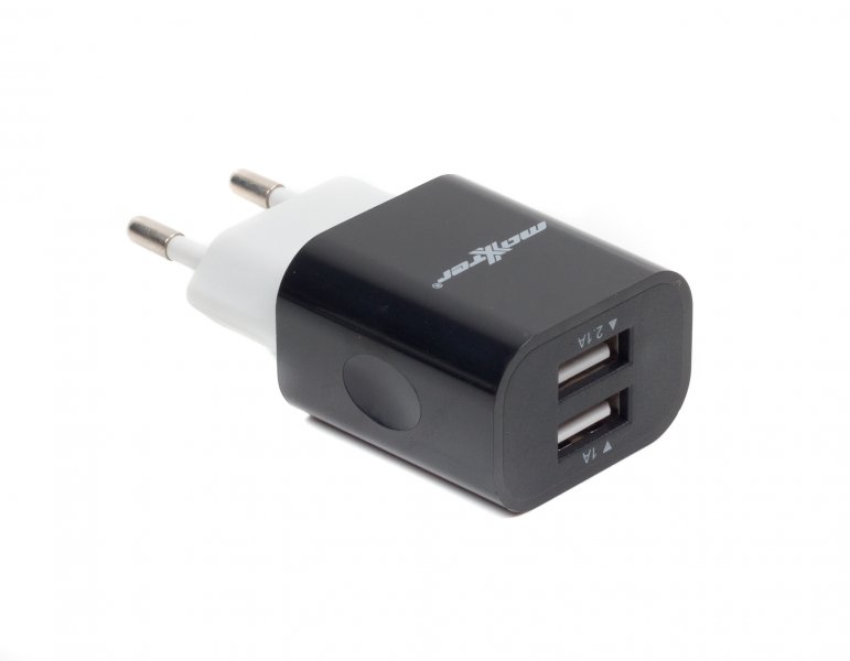 Сетевое зарядное устройство Maxxter UC-22A, 2 USB, 5V/2.1A