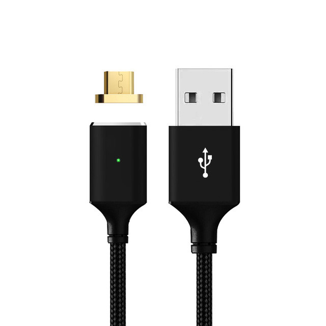 Магнитный кабель USB 2.0/Micro, 1m, 2А, индикатор заряда, Silver