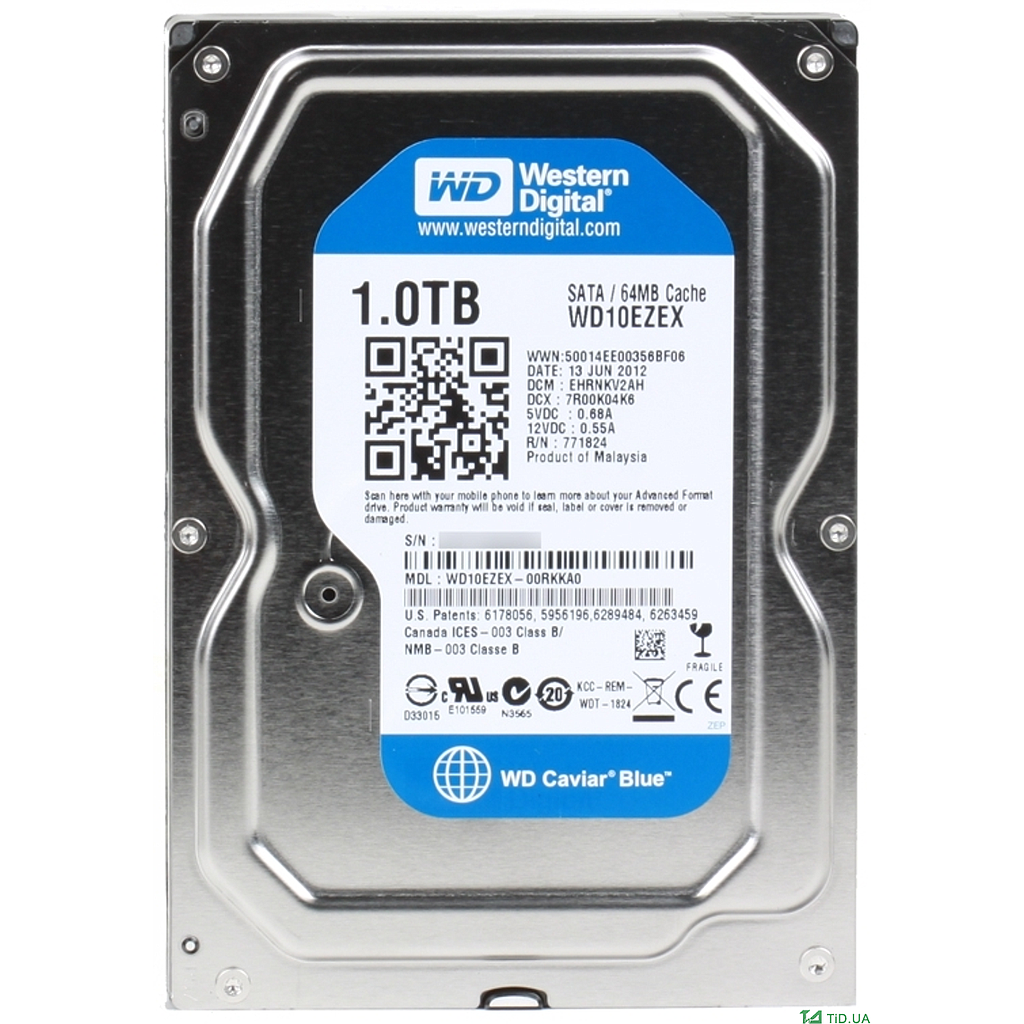 Жесткий диск WD 3.5&quot; 1TB 7200rpm SATAIII 64MB WD Caviar Blue (WD10EZEX)