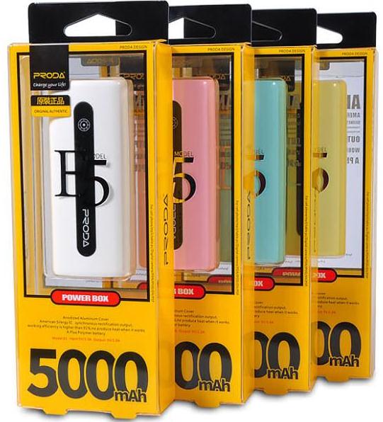 Powerbank (18650) Proda E5 PPL-15, 1xUSB, 5V, 1A, 5000mAh, White, Blister