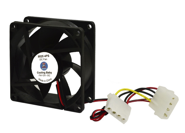 Вентилятор Cooling Baby 80x80x25мм SB 12В 0,21А 24,3дБ, 2500 об/мин 4pin MOLEX [8025 4P]
