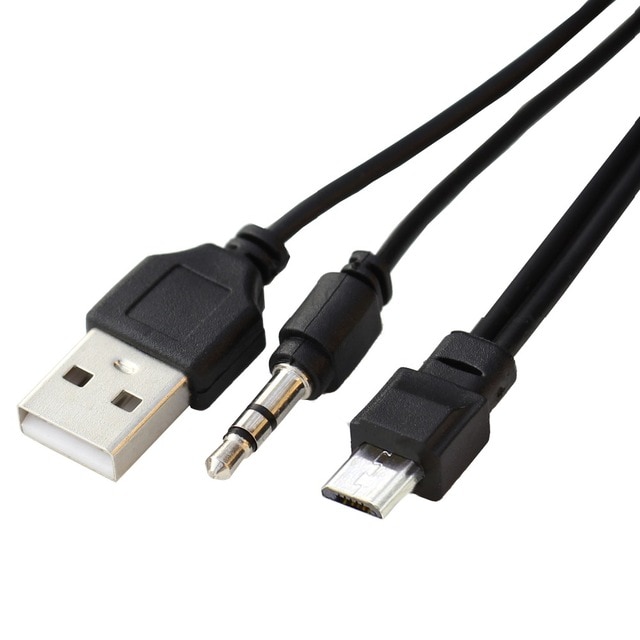 Кабель USB=&gt; 3.5 =&gt; microUSB Black