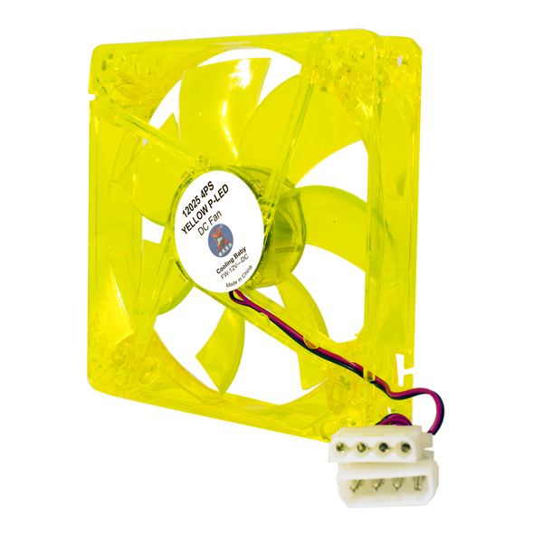 Вентилятор Cooling Baby 120x120x25мм SB 12В 0,3А 25дБ, 1200 об/мин 4pin MOLEX [12025 4PS YELLOW P - LED]