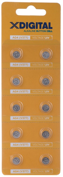 Батарейка X-DIGITAL AG4 час. (V377), цена за шт.