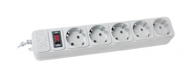 Мережевий фільтр Maxxter SPM5-G-15G Grey, 4.5m, 5 розеток [SPM5-G-15G]