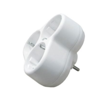 Розетка тройник с заземлением AK303, White
