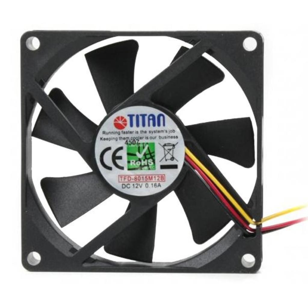 Вентилятор Titan TFD-8015 M 12 B, 80x80x15мм, 3-pin, черный