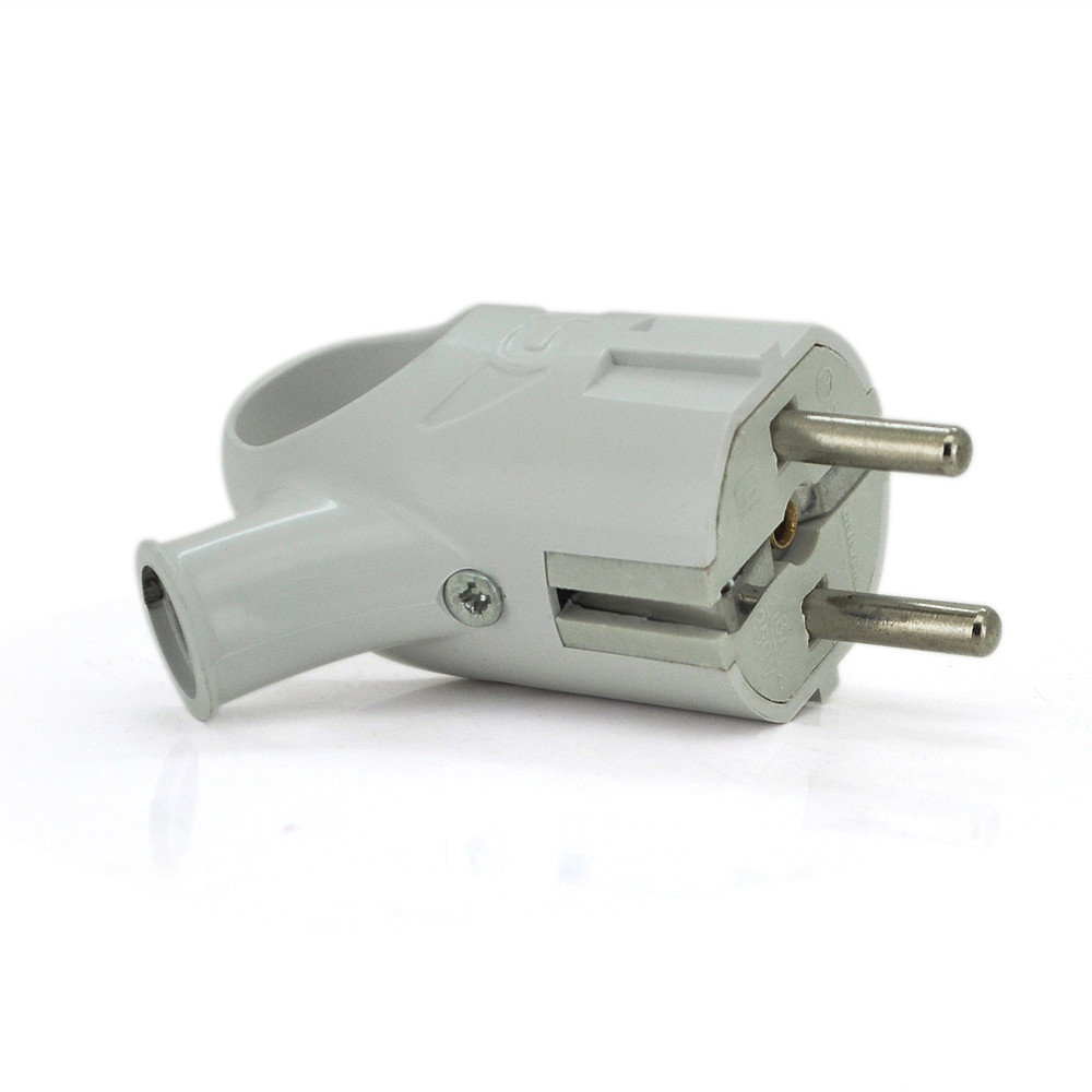 Вилка с заземлением угловая, 16A 250V, A112, White