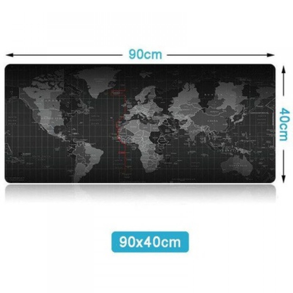 Коврик 400*900 тканевый Карта мира с боковой прошивкой, толщина 3mm Black