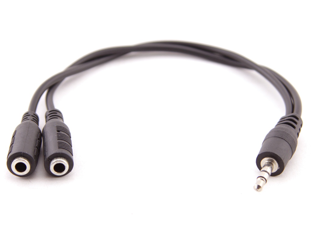 Аудио-кабель Atcom mini-jack 3.5мм(M) to 2*mini-jack 3.5мм(F) 0,1м пакет (двойник) [16850]