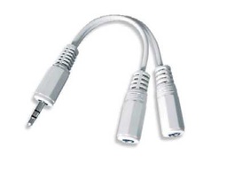 [008378] Кабель стерео аудио Cablexpert CCA-415W, 3.5мм M/F 2х3.5мм, переходник,10 см